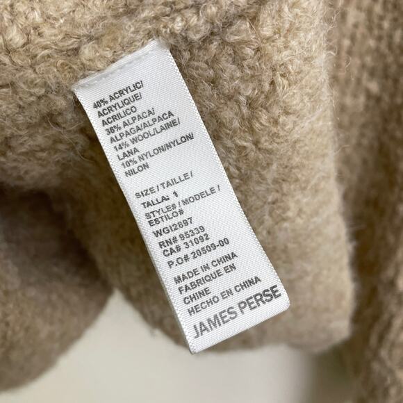 James Perse Boucle Cardigan Sweater Womens Size 1 Brown Knit Open Texture Alpaca - Picture 9 of 9